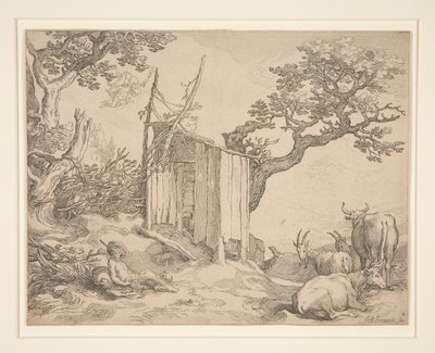 Bir kulübe, Merkür ve Argus by Boetius Adams Bolswert