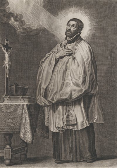 Sol üstten kendisine doğru yayılan ilahi bir ışıkla Aziz Francis Xavier,..., ca. 1623-33. by Boetius Adams Bolswert