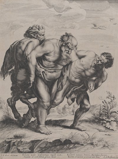 Bir satir ve bir faun tarafından desteklenen sarhoş Silenus, 1625-59. by Boetius Adams Bolswert