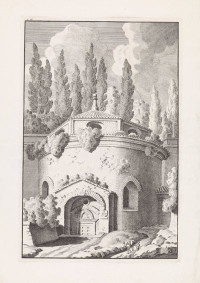 Ruïne van een Romeinse ronde tempel Roma antik kentinin kalıntıları (dizi adı) by Bonaventura van Overbeek
