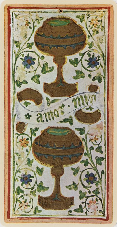 Kupa İkilisi, 'Visconti' destesinden bir tarot kartının tıpkıbasımı, 1441-47 by Bonifacio Bembo