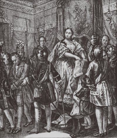 Anna Ioannovna, Şartları Yırtıyor, 1730 by Boris Artemyevich Chorikov