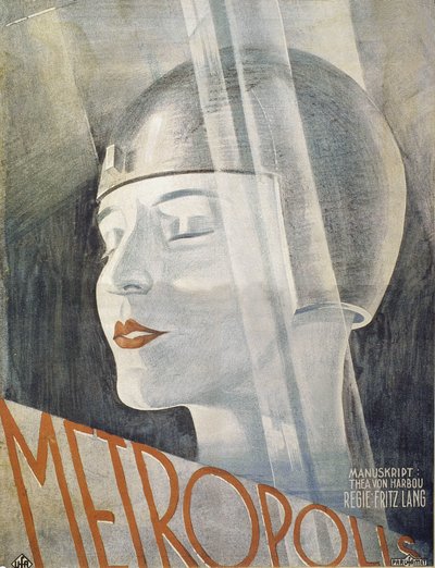 Fritz Lang'ın (1926) Metropolis filminin afişi. Grafik tasarım muhtemelen sanatçı Boris Bilingusky'ye aittir. by Boris Bilinsky