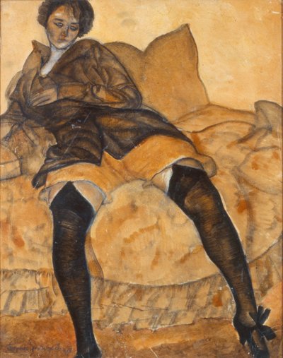 Oturan bir kadın, c. 1918 by Boris Dmitrievich Grigoriev