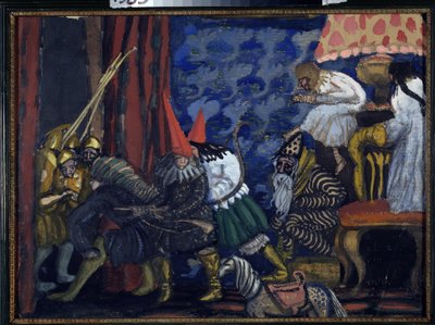 Bir Tekne Gösterisi. Boris Dmitryevich Grigoriev (1886-1939), karton üzerine tempera çalışması by Boris Dmitrievich Grigoriev