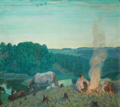 Kamp ateşi, 1916 by Boris Mikhailovich Kustodiev