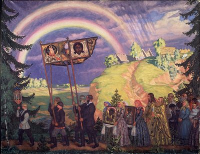 Paskalya alayı, 1915 by Boris Mikhailovich Kustodiev