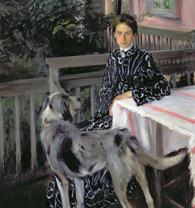 Sanatçının eşi Yulia Yevstafievna Kustodieva'nın (1880-1942) portresi, 1903 by Boris Mikhailovich Kustodiev