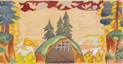 N. Rimsky-Korsakov'un The Golden Cockerel operası için sahne tasarımı, 1927 by Boris Mikhailovich Kustodiev