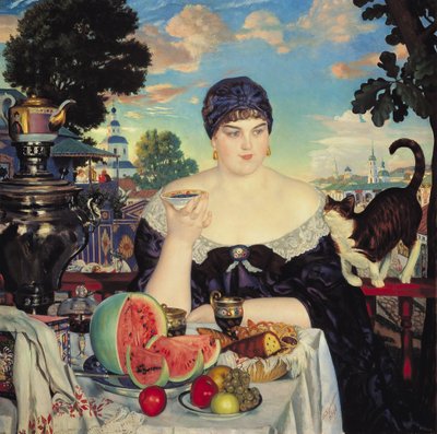 Tüccarın Karısı Çayda by Boris Mikhailovich Kustodiev