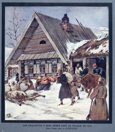 Bir Köyde Silahlı Kuvvetler Malzeme Alımı by Boris Vasilievich Zvorykin