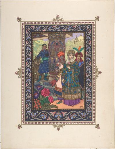 Ivan Tsarevich, Firebird ve Grey Wolf peri masalı için illüstrasyon, c. 1925 by Boris Vasilievich Zvorykin
