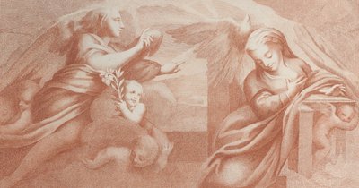 Müjde, solda Gabriel ve sağda Bakire ile, 1784. by Bossi