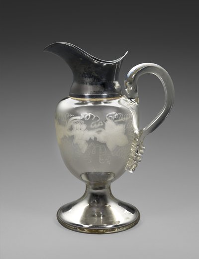 Sürahi, c. 1865-1871 (gümüş cam, gümüş tabak, mantar, kağıt) by Boston Silver Glass Company