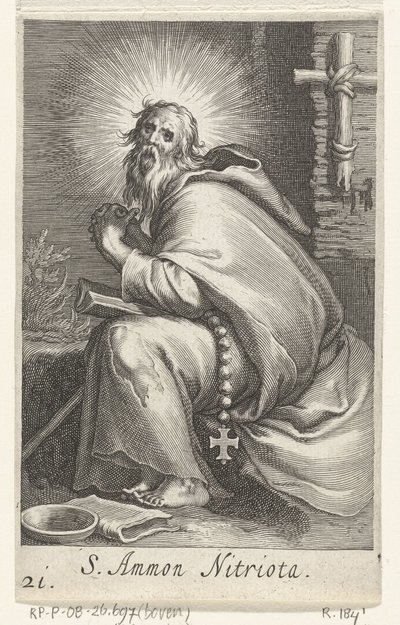 Bir keşiş olarak Aziz Ammonius Büyük S. Ammon Nitriota (nesne üzerindeki başlık) Hermits (dizi adı) Sacra eremvs ascetarvm (dizi başlığı) by Boëtius Adamsz. Bolswert