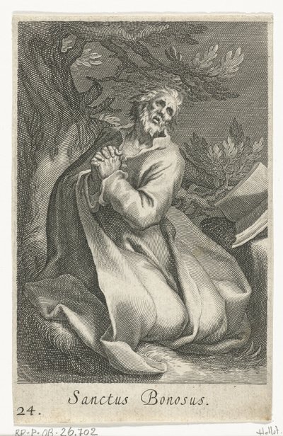 Hermit olarak Aziz Bonosus Sanctus Bonosus (nesne üzerindeki başlık) Hermits (dizi adı) Sacra eremvs ascetarvm (dizi başlığı) by Boëtius Adamsz. Bolswert