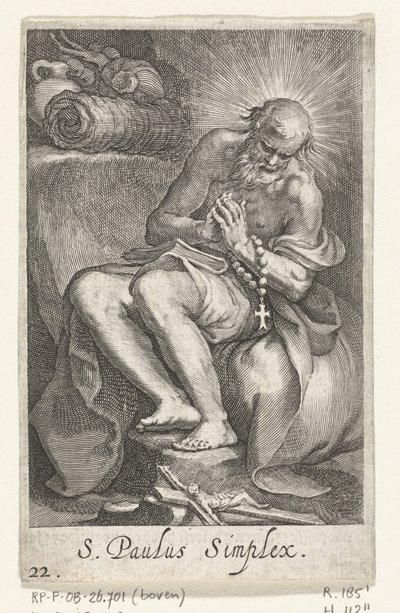 Bir keşiş olarak Mısır Aziz Paul S. Paulus Simplex (nesne üzerindeki başlık) Hermits (dizi adı) Sacra eremvs ascetarvm (dizi başlığı) by Boëtius Adamsz. Bolswert