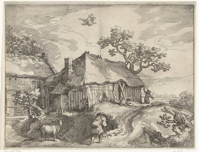 Çiftlik ve Ganymede soygunu ile manzara Kırsal yüzler by Boëtius Adamsz. Bolswert