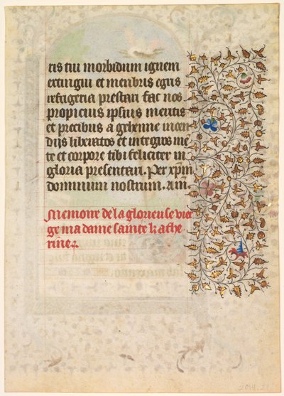 Saatler Kitabından Yaprak: Metin verso, c. 1415. by Boucicaut Master