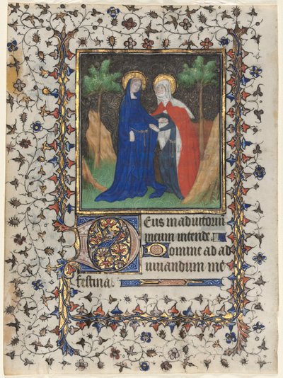 Saatler Kitabından Yapraklar: Yargıda Ziyaret ve İsa, c. 1415. by Boucicaut Master