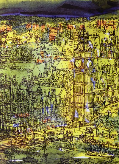 Westminster (kağıt üzerinde wc ve karışık ortam) by Brenda Brin Booker