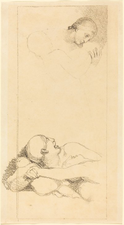 Korkmuş Adam Yukarıya Bakıyor; kadın ve çocuklar by British 18th Century after John Flaxman