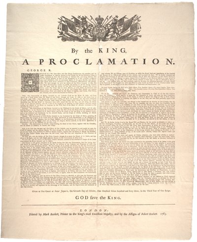 Bir Bildiri, 1763 by British School