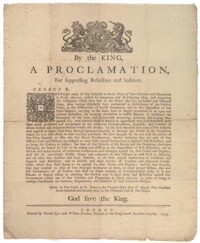 İsyanı Bastırma Bildirisi..., 23 Ağustos 1775 by British School