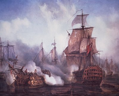 1805 yılında Trafalgar Savaşı (renkli taş) by British School