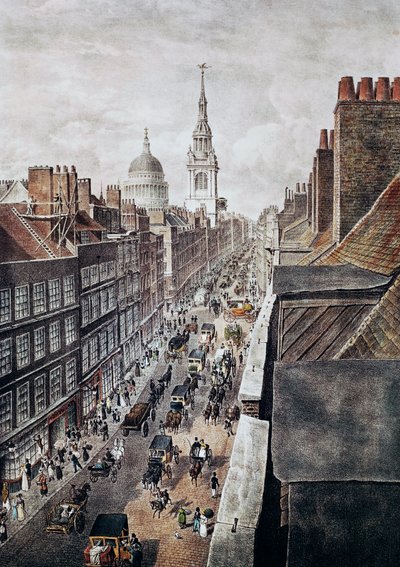 Cheapside Street Londra, gravür, İngiltere, Birleşik Krallık by British School