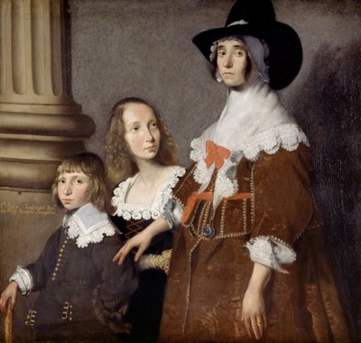 Hester Tradescant ve Üvey Çocukları, John ve Frances, c. 1644 by British School