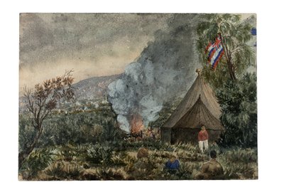 Mauna Kea yanardağı, Hawaii, Mart 1859 (kağıt üzerine suluboya) by British School