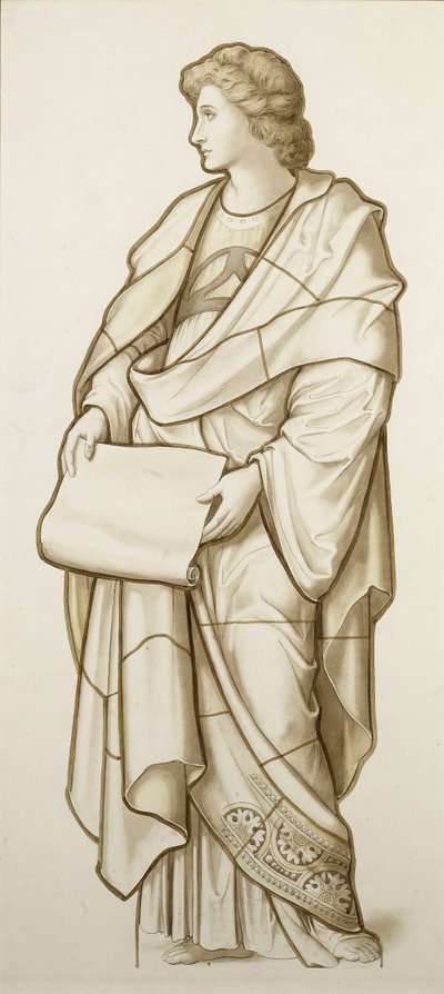 Edebiyat İlhamı – Vitray için Karikatür, 1890 dolayları (kağıt üzerine suluboya) by British School