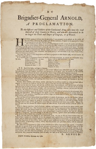 Kıta Ordusu subay ve askerlerine duyuru, 20 Ekim 1780 by British School