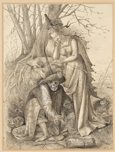 Vanitas Alegori: Ölüm ve genç bir kadın by British School