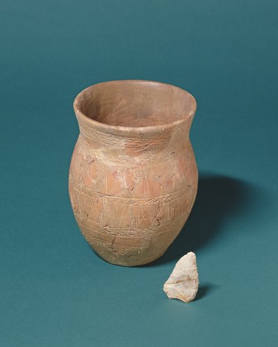 Barnwood, Gloucestershire, MÖ 2000 dolaylarında bir cenaze törenine eşlik eden beher kabı ve çakmaktaşı bıçak by Bronze Age