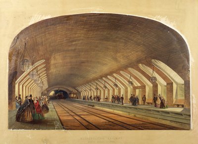 Metropolitan Demiryolu, Baker Street İstasyonu, kromo litografi by Brothers Kell