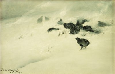Bir Kar Fırtınasında Orman Tavuğu by Bruno Andreas Liljefors