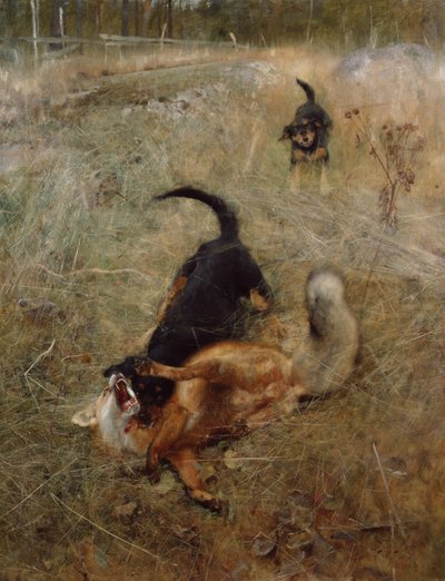 Av köpekleri ve tilki by Bruno Andreas Liljefors