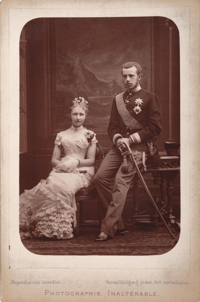 Nişanları vesilesiyle Belçika Prensesi Stephanie ile Veliaht Prens Rudolf..., 1880. by Brussels . Photo studio Geruzet Frères