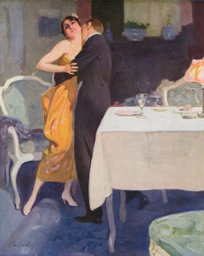 Tutkulu bir kucaklaşma (renkli lito) by Brynolf Wennerberg