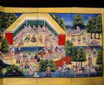 Liyakat sahnesi, bir el yazmasından sayfa by Burmese School
