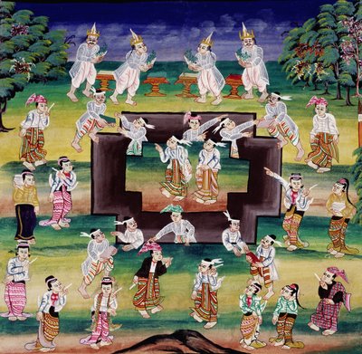 Liyakat sahnesi, bir el yazmasından sayfa by Burmese School
