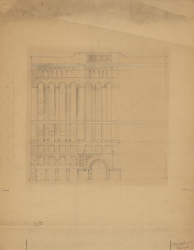 Mills Building, San Francisco, California, Tasarım Kroki by Burnham and Root