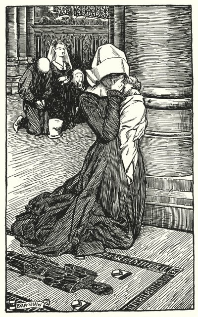 Charles Reade (lito) tarafından Manastır ve Ocak için İllüstrasyon by Byam (after) Shaw