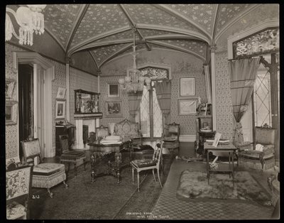 Helen Gould malikanesinin (geç Jay Gould konutu) Tarrytown, New York'taki misafir odası, 1893-94 (gümüş jelatin baskı) by Byron Company