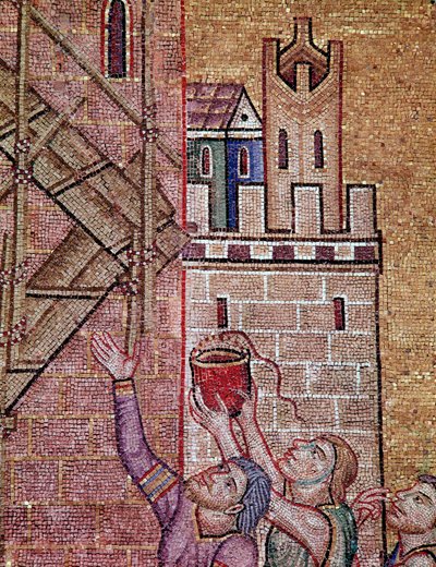 Babil kulesinin inşaatı (mozaik by Byzantine