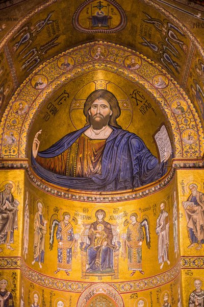 İsa'nın görüntüsü, Santa Maria Nuova Katedrali, Monreale, Sicilya, İtalya, Avrupa by Byzantine