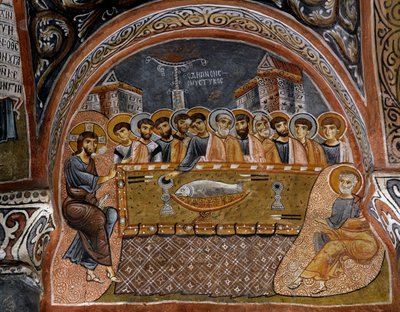 Son Akşam Yemeği, Bizans freski (12. yüzyıl), Karanlık Kilise (Karanlık Kilise) (12.-13. yüzyıl), Göreme (Unesco Dünya Mirası Listesi) by Byzantine