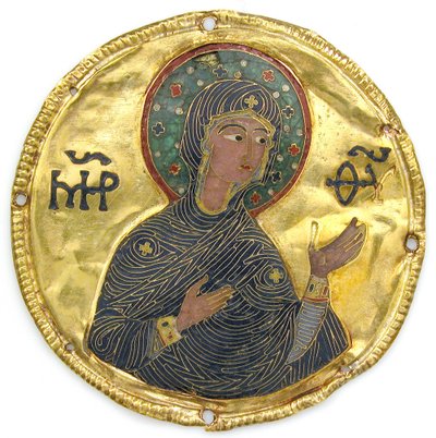 İkon Çerçevesinden Bakire Madalyon, c.1100 (altın, gümüş ve emaye işi emaye işi) by Byzantine